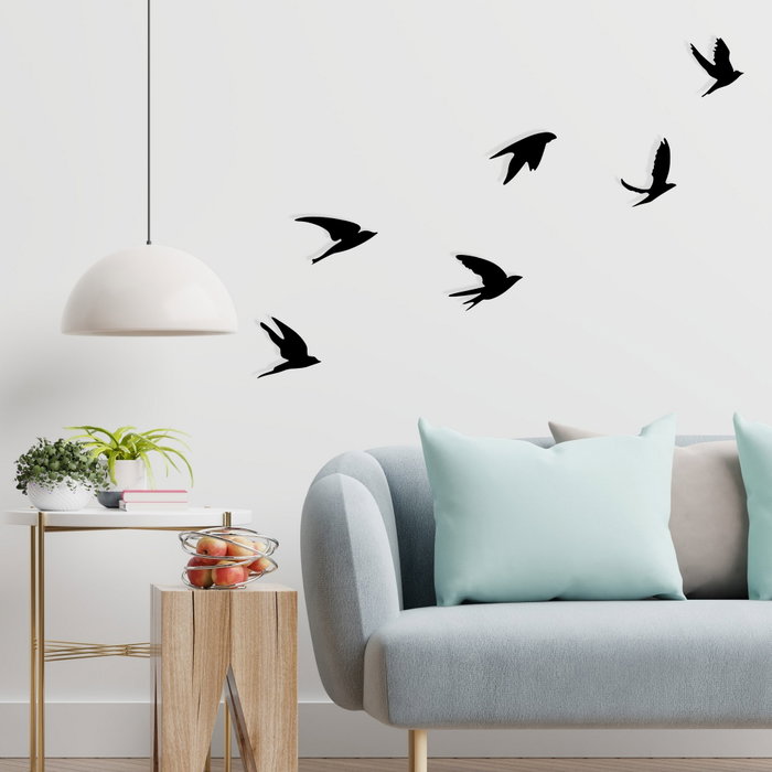 Wallity Umudo Accesorio Decorativo de Pared de Metal con Siluetas de Pájaros en Negro Wallity Umudo Accesorio Decorativo de Pared de Metal con Siluetas de Pájaros en Negro